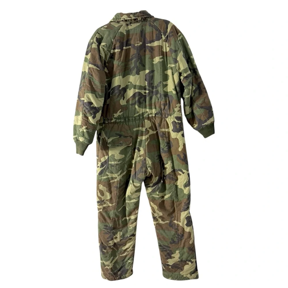 Vintage Black Sheep Camo Insulated Coveralls Jumpsuit Medium Hunting Utility - Picture 5 of 9